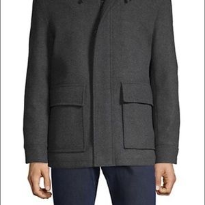Cole Haan men’s gray hooded wool jacket. Size Large. Excellent condition!